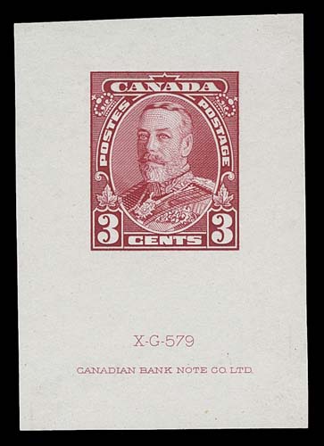 CANADA  217-222,Short set of six Small Die Proofs in issued colours on india paper, all except the 1¢ show the die number at top. Some translucent mounting marks and 4c thinned, otherwise VF, a scarce group