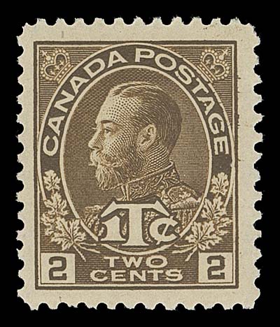 CANADA  MR4a,A very nice mint example of this very scarce Admiral stamp - the scarce die, displaying noticeably large margins, well centered within, true rich colour and full pristine original gum, NEVER HINGED. On the short-list of the most difficult Admiral stamps to find in select quality, VF NH