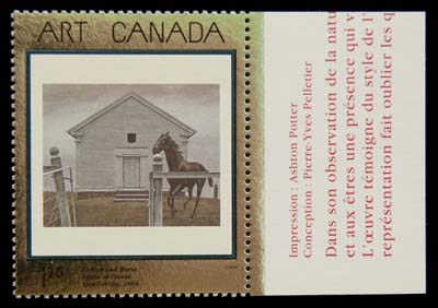 CANADA  1945a,Right sheet margin mint single with only the silver-foil printing, other five lithographed colours and tagging being completely omitted in error. An outstanding error of which only one pane (16 stamps) exists, VF NH