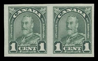 CANADA  163d,A premium mint imperforate pair surrounded by large margins, possessing brilliant fresh colour and pristine original gum, XF NH
