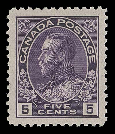 CANADA  112a,A remarkable mint example on the distinctive thin paper, exceptional centering within unusually large margins all around, with deep rich colour and full pristine original gum; a wonderful stamp in all respects, XF NH GEM