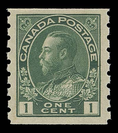 CANADA  125iv,A superb mint coil single in a beautiful dark rich shade, well centered with noticeably large margins, intact perforations and full pristine original gum. A great stamp that really stands out, XF NH GEM