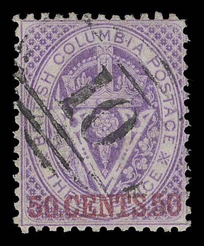 BRITISH COLUMBIA  17,An appealing used single with an unusually clear, centrally struck grid 