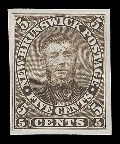 NEW BRUNSWICK  5P,Plate essay single printed in brown on india paper, VF