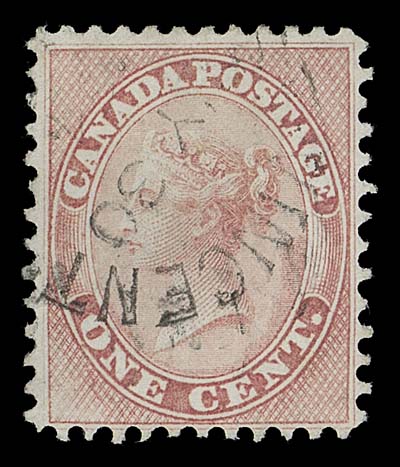 CANADA  14iv,A nicely centered used example with lovely fresh colour and showing the elusive "Q" flaw (Position 38; Whitworth Flaw 1a) - the best and most prominent of the three listed versions of this distinctive flaw, St. Vincent JY 30 64 split ring CDS positioned well clear of the variety. An ideal example, VF