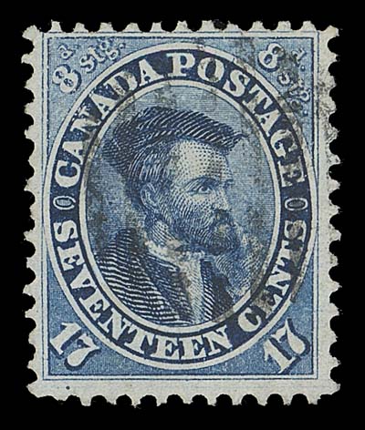CANADA  19,A beautiful used single with bright colour, quite well centered with large margins and light circular grid cancel, VF and attractive