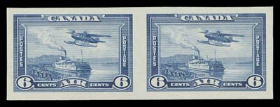 CANADA  C6a,A full margined and pristine fresh mint imperforate pair, VF+ NH
