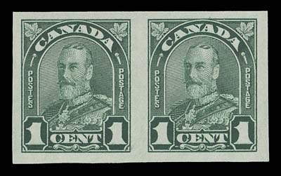 CANADA  163d,A superb mint imperforate pair with large margins, post office fresh with full pristine original gum; only 50 pairs exist and few survive in such premium quality, XF NH