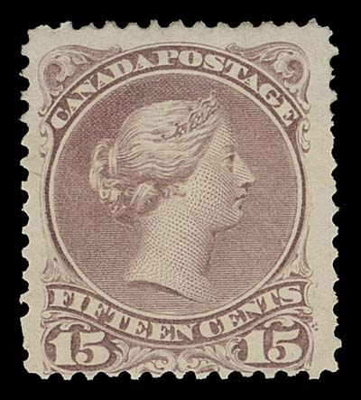 CANADA  29b, ii,A very scarce, early printing mint single, distinctive deep colour and showing very clearly the "Pawnbroker" variety (Position 10), couple shorter perfs, large part OG, Fine and attractive