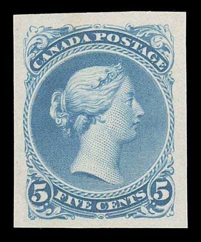 CANADA  26,Trial colour plate proof printed in pale blue on thick soft wove paper (.007" thick), in pristine fresh condition, XF