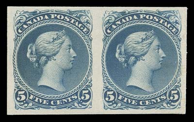 CANADA  26,Trial colour plate proof pair printed in deep blue directly on card (.014" thick), in lovely condition with large margins, VFThis is a distinctive colour, much deeper than the more common proof printed in pale blue on thick soft paper.