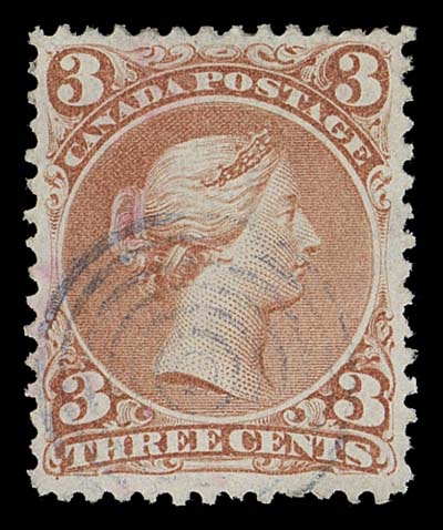 CANADA  25a,A very attractive and well centered used single with brilliant colour, showing "& G" letters of the papermaker
