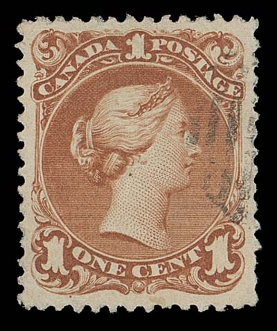 CANADA  31,An impressive used single with light oval grid cancel of New Brunswick, trivial tiny shallow thin spot, otherwise exceptionally choice with superior centering, deep colour and a lovely clear impression; couple European guarantee backstamps. Rarely seen with such superb centering, a desirable example of this notoriously difficult stamp, VF