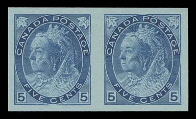 CANADA  74a / 81a,Lot of six different imperforate pairs, ungummed as issued, includes ½c, 1c, 2c Die I, 2c Die II, 5c and 7c, VF (Unitrade cat. $5,100)