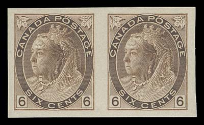 CANADA  80a,Mint imperforate pair in top-quality, large margined with full pristine original gum; rarely seen in such superb condition, XF NH GEM