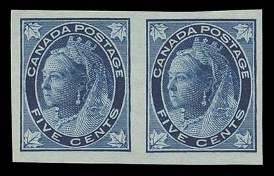 CANADA  70i,A scarce mint imperforate pair, ungummed as issued, VF