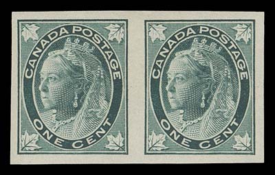 CANADA  67a,Full margined mint imperforate pair with fresh colour, VF LH
