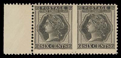 PRINCE EDWARD ISLAND  15a,A mint pair imperforate vertically between stamps, completely devoid of the usual flaws encountered on this elusive variety, F-VF NH