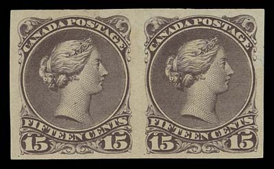 CANADA  29d,A large margined mint imperforate pair, characteristic shade, VF hinged