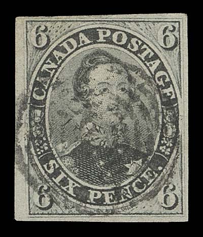 CANADA  5b,A selected used single with adequate to large margins, exceptional colour and bold impression on fresh paper, centrally struck concentric rings cancellation, VF