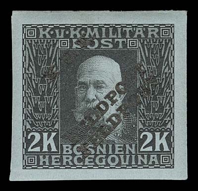 AUSTRIA  M1-M21,Emperor Franz Josef mint set of 21, imperforate with full margins, each stamp showing the double "FELDPOST" overprint variety, backstamp S. Faludi; 10h has a crease, otherwise, VF LH,  seldom seen  (Cat. as imperf stamps - no premium added for double overprint variety)