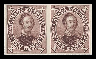 CANADA  14P-20TC,A complete set of the six different values in plate proof pairs, in issued (or near issued) colours on card mounted india paper (ex 5c on india), VF (Unitrade cat. $3,300)