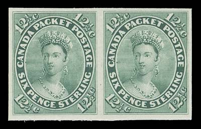 CANADA  14P-20TC,A complete set of the six different values in plate proof pairs, in issued (or near issued) colours on card mounted india paper (ex 5c on india), VF (Unitrade cat. $3,300)