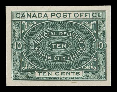 CANADA  E1,A superb plate proof single printed in the issued colour on card mounted india paper, large margined and in choice condition, XF
