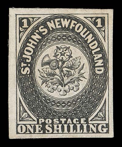 NEWFOUNDLAND  9,Plate proof printed in black on thin card; rare as only one sheet of 20 was printed, VF