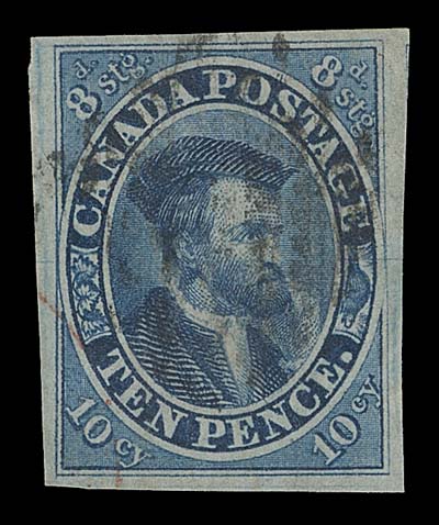 CANADA  7,An attractive, large margined example with excellent colour, light central Toronto diamond grid cancel as well as small portion of red circular transit at lower left. Seldom seen this nice, VF+