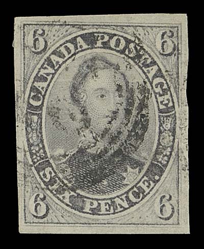 CANADA  5,A nice used single, attractive with large margins and radiant colour light, partial  four-ring numeral cancellation, VF; 1980 RPS of London cert. (identified as greenish grey shade)