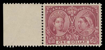 CANADA  61,A post office fresh mint single, well centered within large margins, exceptionally rich colour on fresh paper, full sheet margin at left, VF+ NH; 2002 PF certificate for a block of four from which this originates.