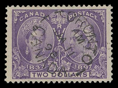 CANADA  62,A marvelous used single, superbly centered with remarkably large margins and exceptional colour, clear socked-on-nose Toronto JA 11 98 split ring CDS. A spectacular stamp in all respects, XF GEM