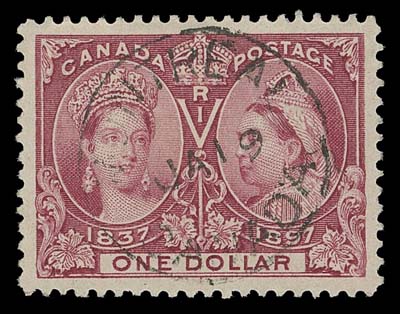CANADA  61,A precisely centered used example with large margins, brilliant fresh colour, and socked-on-nose Montreal CDS postmark, most attractive, XF