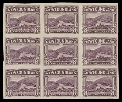 NEWFOUNDLAND  137a,Imperforate block of eight, ungummed as issued; a rarely seen large block which is perhaps the largest surviving, VF (Cat. as four pairs)