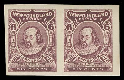 NEWFOUNDLAND  87/97,The complete set of ten plate imperforate proof pairs on the distinctive thicker gummed paper, all in issued colours; the 6 cent is Type I (the 6c Type II and 12c do not exist in this format). Some toning on 2c and 8c, otherwise fresh and VF NH