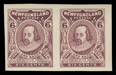 NEWFOUNDLAND  87/97,The complete set of ten plate imperforate proof pairs on the distinctive thicker gummed paper, all in issued colours; the 6 cent is Type I (the 6c Type II and 12c do not exist in this format). Some toning on 2c and 8c, otherwise fresh and VF NH