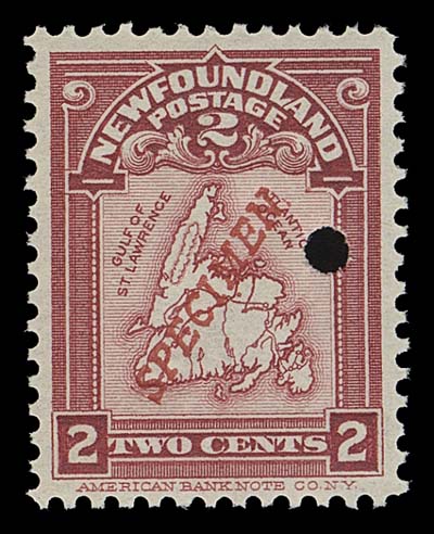 NEWFOUNDLAND  78-86,The complete set of forty-seven stamps, each with ABNC security punch and specimen overprint (various types and colours), all known printing orders are shown with shades, paper and gums in use between 1897 and 1910; one 3c stamp with dulled perfs at foot. Generally only one sheet for each printing order was prepared. F-VF NH