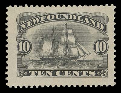 NEWFOUNDLAND  59,Amazing mint example, well centered with huge "boardwalk" margins all around, fresh with full original gum, tiny moisture spot on gum, XF NH JUMBO