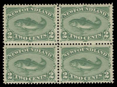 NEWFOUNDLAND  47,A fabulous well centered mint block with full unblemished original gum; very seldom seen in such top-quality, VF-XF NH