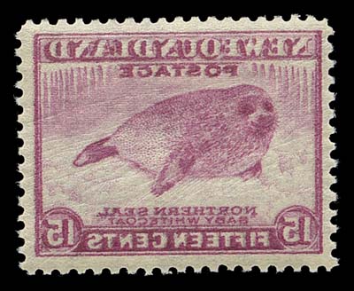 NEWFOUNDLAND  255iv, 257vi, 260i, 262i, 263i,Five different mint singles, all showing full reverse offset images on the gum side, F-VF NH (Unitrade cat. $1,435)