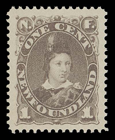 NEWFOUNDLAND  42,A magnificent mint example of this challenging stamp in superb  quality, precisely centered with balanced large margins,  exceptional colour and full immaculate original gum; rarely  encountered in such quality, XF NH GEM