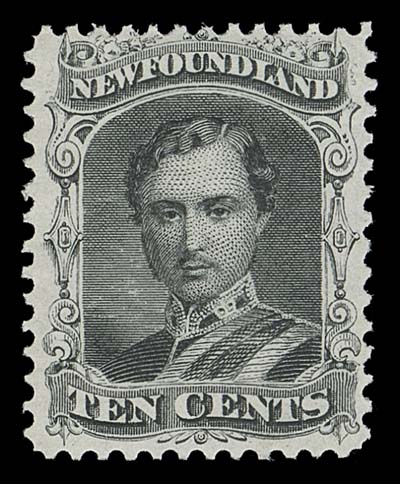 NEWFOUNDLAND  27,An unusually choice mint single with post office fresh colour, well centered for the issue, full white original gum, NEVER HINGED. A tough stamp to obtain in such condition, VF NH; 2020 Greene Foundation cert.
