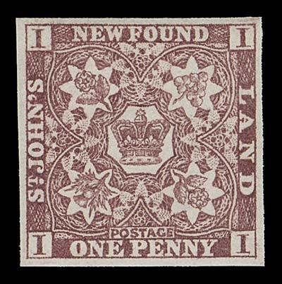 NEWFOUNDLAND  1,A full margined, premium mint example with radiant colour and full dull white original gum, VF+ NH