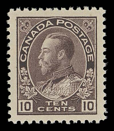 CANADA  116,An exceptional mint single with equally superb centering amid unusually large margins, deep radiant colour and full immaculate original gum; a wonderful stamp in all respects and destined for the finest collection, XF NH GEM; 2020 Greene Foundation cert.