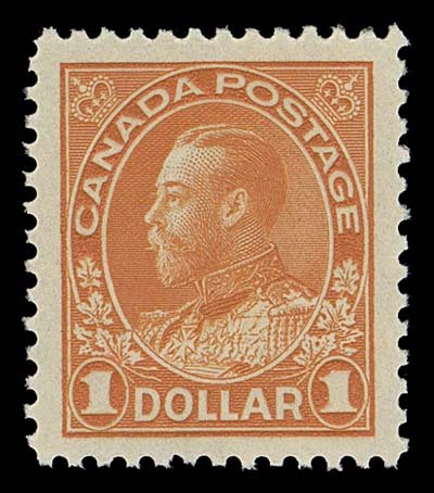 CANADA  122,An exceptional mint example, very well centered with uncommonly large margins, deep fresh colour and full immaculate original gum. A superior and visually striking stamp, XF NH GEM
