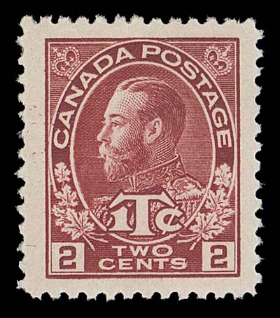 CANADA  MR3,A superb large margined mint single, well centered with deep colour and full original gum; a great stamp, VF+ NH JUMBO