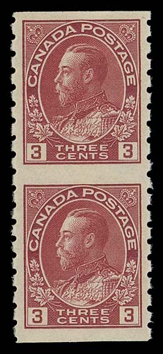 CANADA  130a,An unusually well centered, post office fresh mint pair with intact perforations, characteristic bold colour and impression, full unblemished original gum, VF+ NH