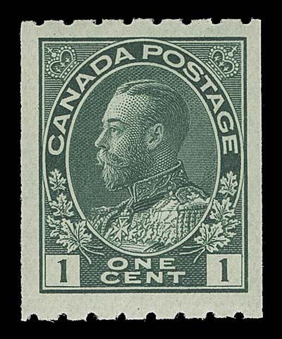 CANADA  The complete set of 43 mint NH singles including the basic set of 18, the coils, 1c to 3c imperforates, 1926 provisionals and war tax (ex 1915 overprints). The 5c blue and 10c plum are F-VF and catalogued as such, all others are VF to XF, a wonderful selection "cherry-picked" over the years from many collections. (Unitrade 104-140, 184, MR1-MR2, MR3-MR7 cat. $8,930)