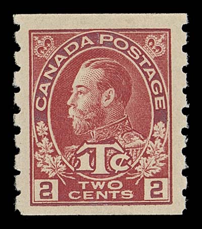 CANADA  The complete set of 43 mint NH singles including the basic set of 18, the coils, 1c to 3c imperforates, 1926 provisionals and war tax (ex 1915 overprints). The 5c blue and 10c plum are F-VF and catalogued as such, all others are VF to XF, a wonderful selection "cherry-picked" over the years from many collections. (Unitrade 104-140, 184, MR1-MR2, MR3-MR7 cat. $8,930)